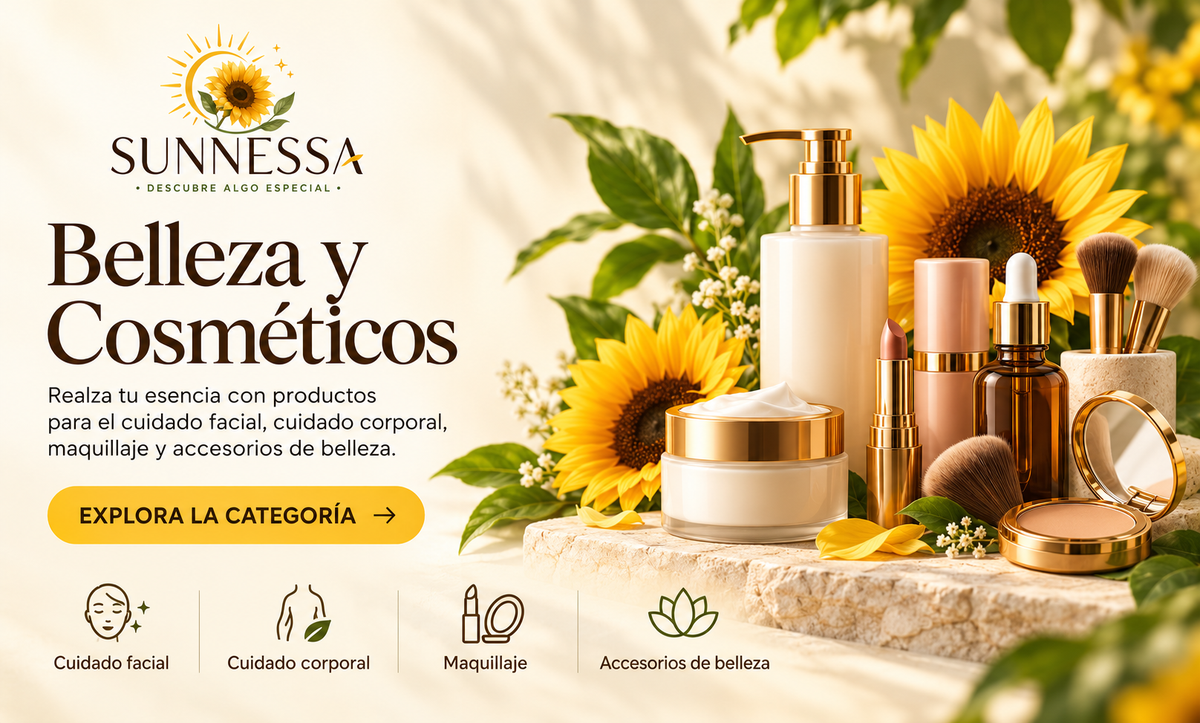 Sunnessa. Belleza y cosméticos: cuidado facial, corporal, maquillaje y accesorios de belleza.